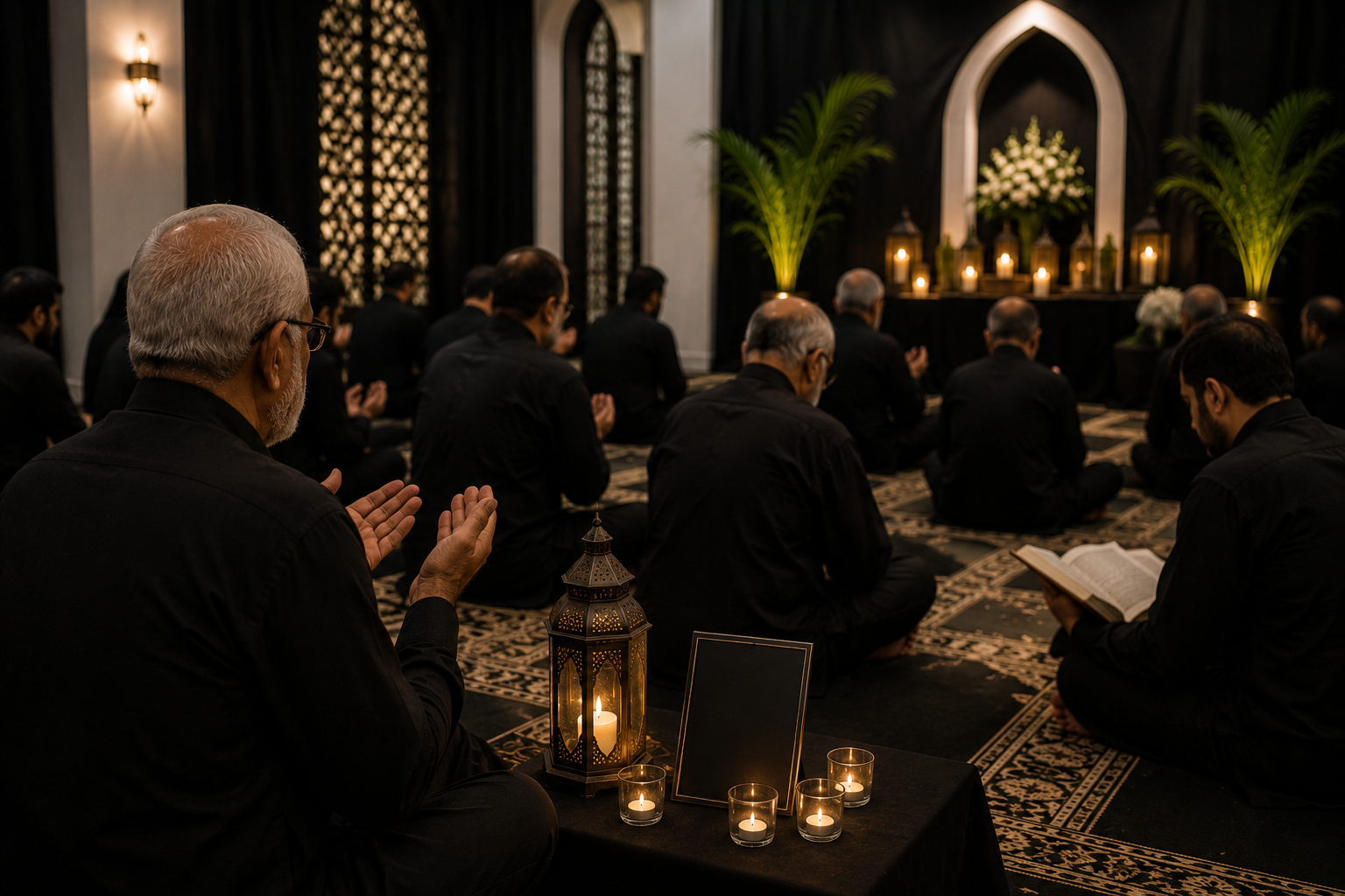 A Quran Khwani sitting representing the remembrance and ibaadat offered for the Marhumeen
