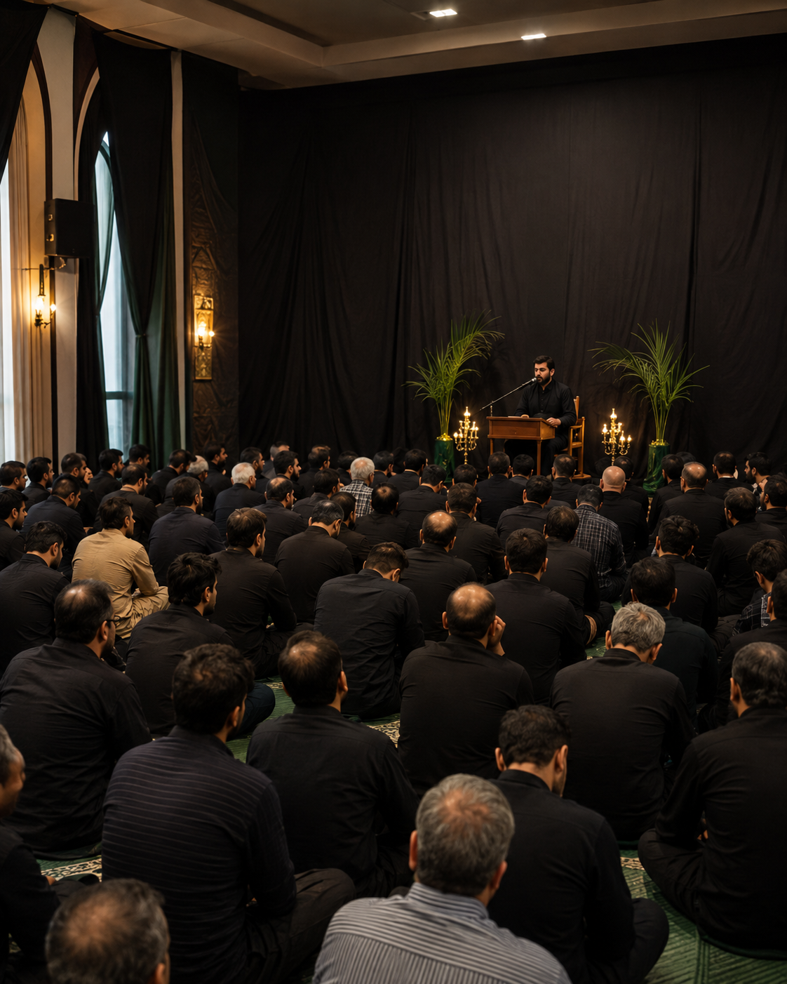 Candles and gathering space representing the remembrance and community spirit of a Majlis program