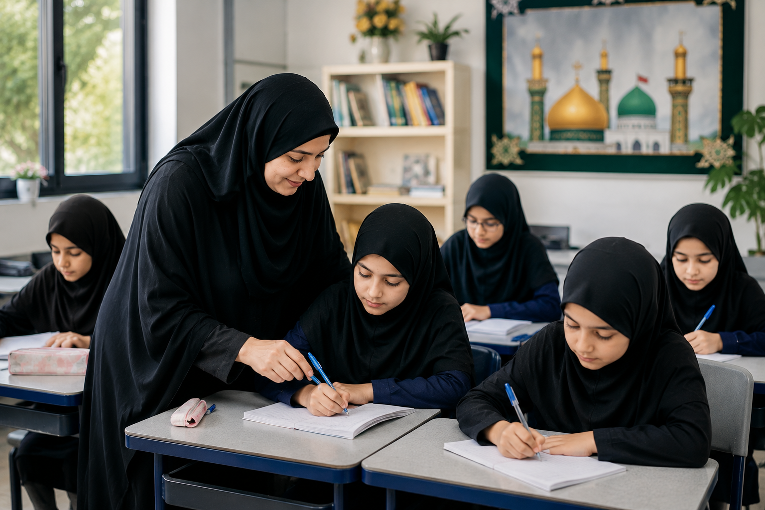 Students learning in a classroom